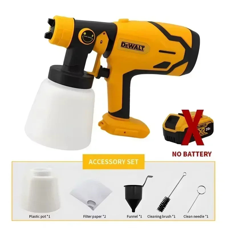Pistola a spruzzo elettrica senza fili DEWALT da 800 ml — verniciatore portatile ad alta potenza per rivestimenti auto e mobili, aerografo compatibile con batteria DEWALT