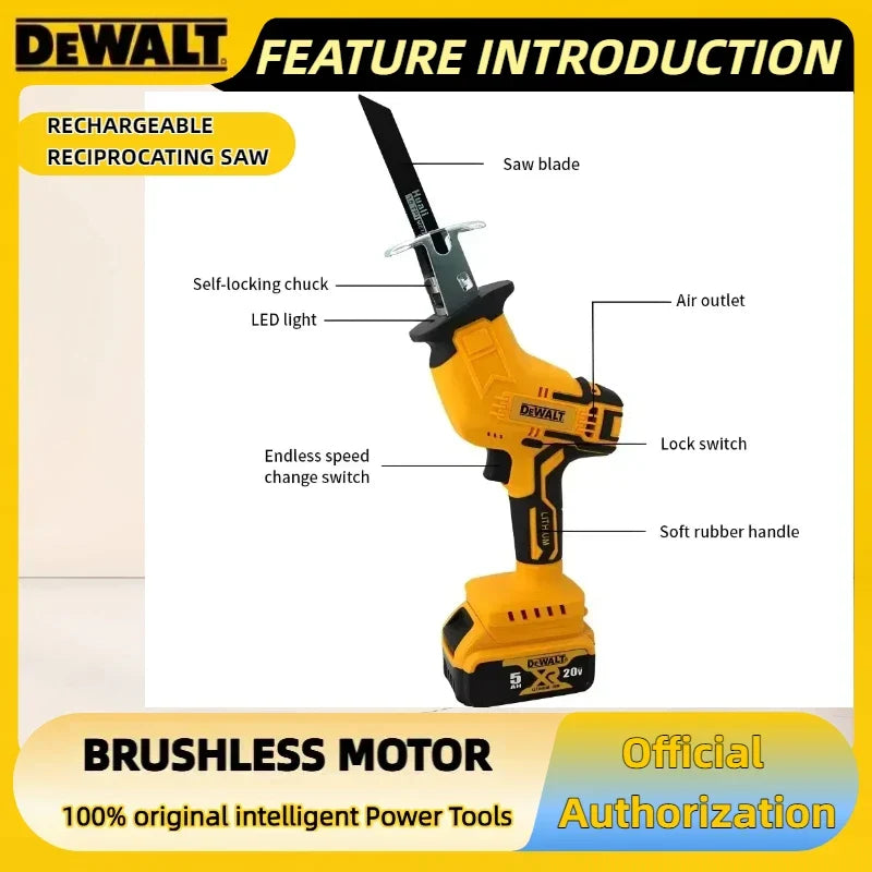 Sega reciproca elettrica brushless Dewalt 20V — utensile cordless da 2800 RPM per tagliare metallo, legno e tubi