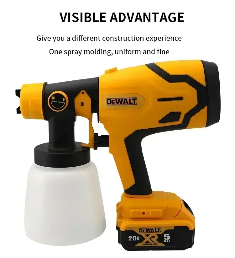Pistola a spruzzo elettrica senza fili DEWALT da 800 ml — verniciatore portatile ad alta potenza per rivestimenti auto e mobili, aerografo compatibile con batteria DEWALT